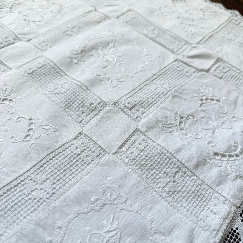 Elegant Cream Embroidered Lace Accent Pillow - Picture 3 of 12